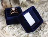 Navy Blue Triple Ring Box