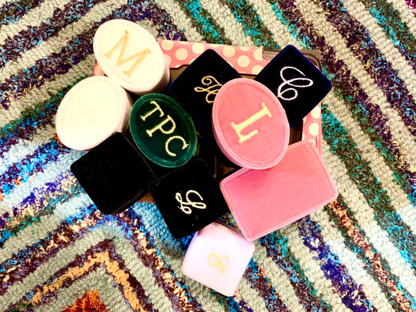 Monogrammed Velvet Ring Box