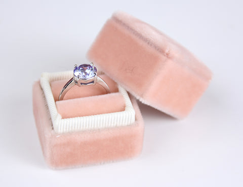 Coral Velvet Engagement Ring Box