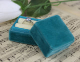 Turquoise and Cream Velvet Ring Box