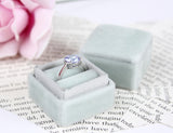 Engagement Ring Box Silver Grey Velvet